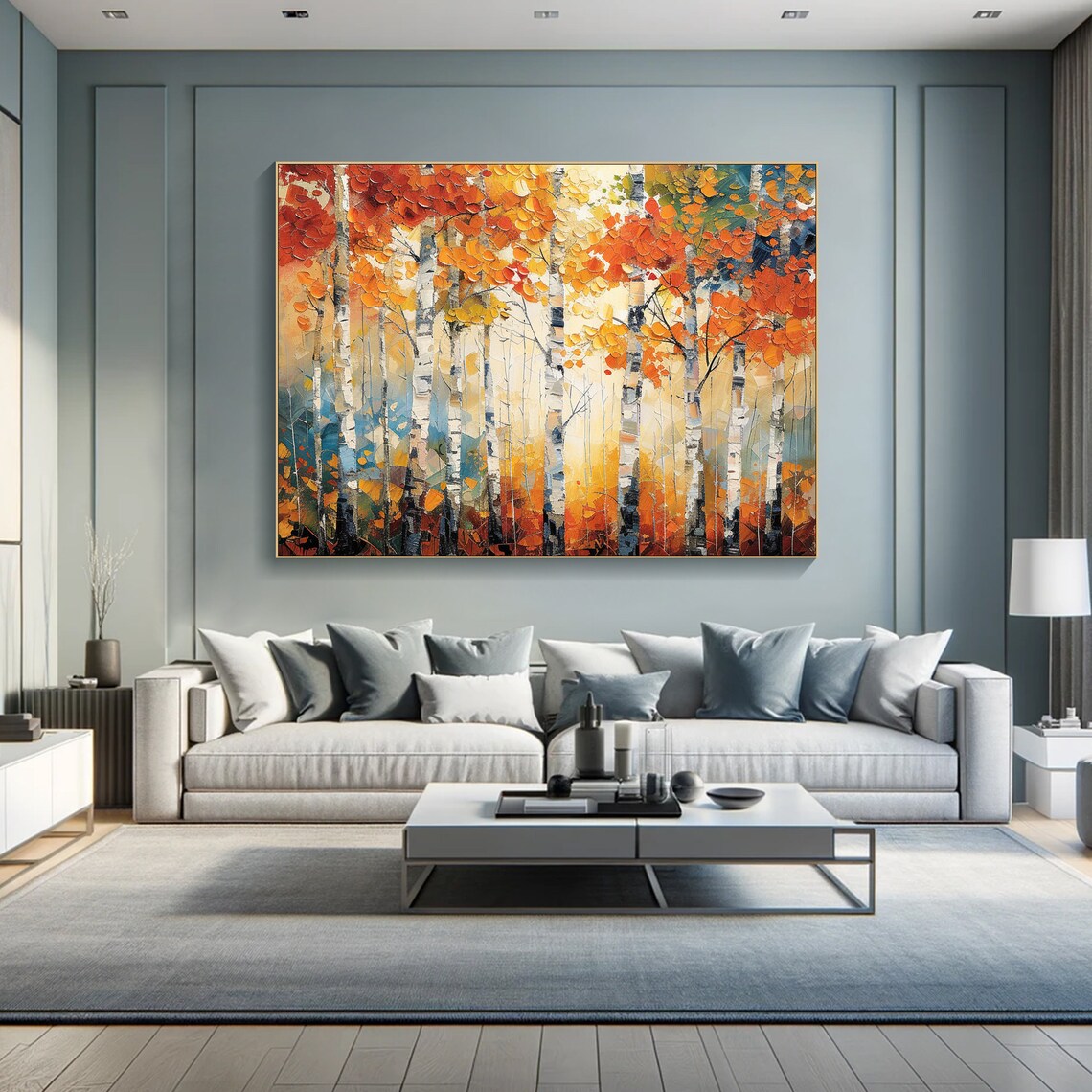 Autumn Birch Trees Wall Art Print, Textured Fall Forest - Image 6