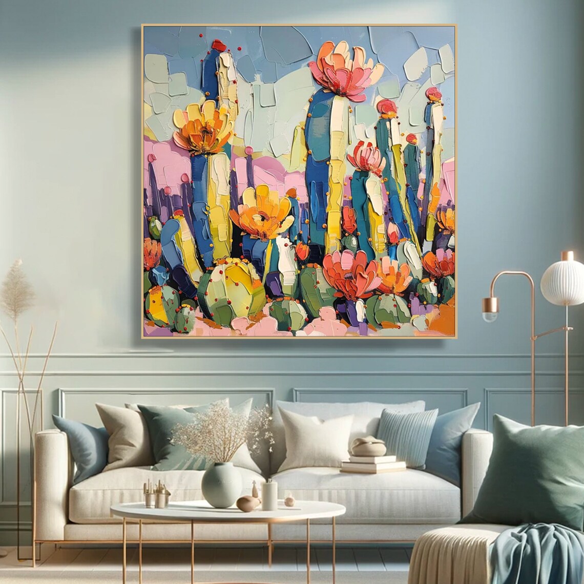 3D Textured Abstract Cactus Flower, Modern Art Print - Image 3