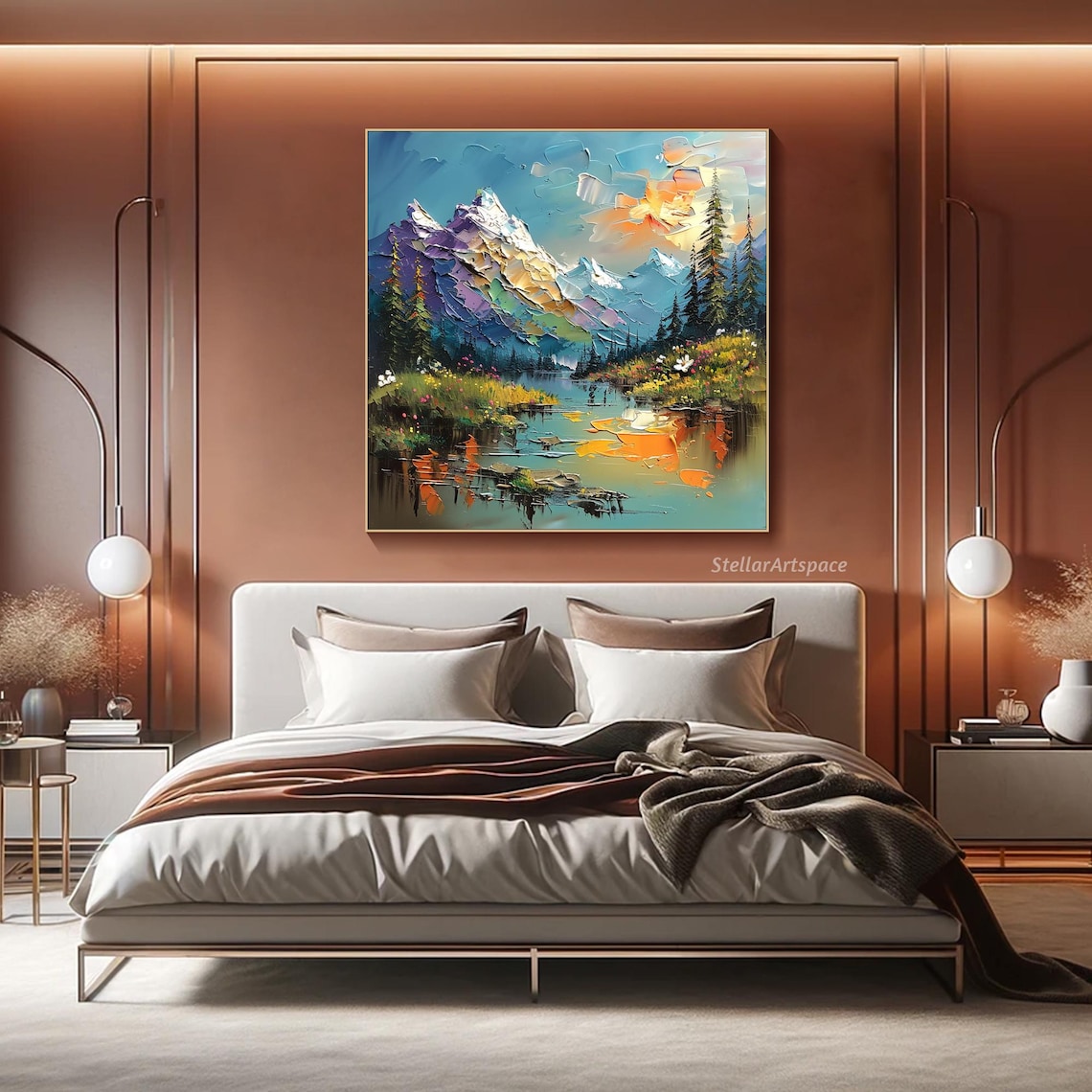 Abstract Mountain Landscape Oil Painting Art Print - Image 6