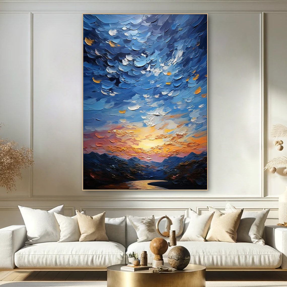 Radiant Sunset Abstract Impasto Painting On Multicolored Textured Wall Art Luxurious Modern Expressionist Palette Knife Interior Deco - Image 6