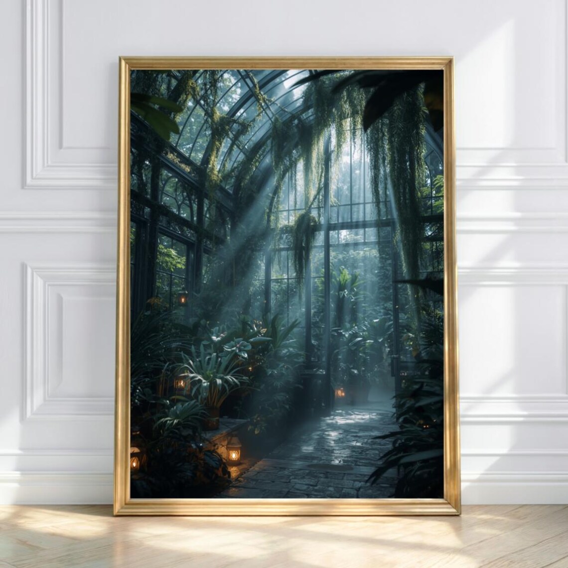 Botanical Gothic Greenhouse Art Print Misty Conservatory