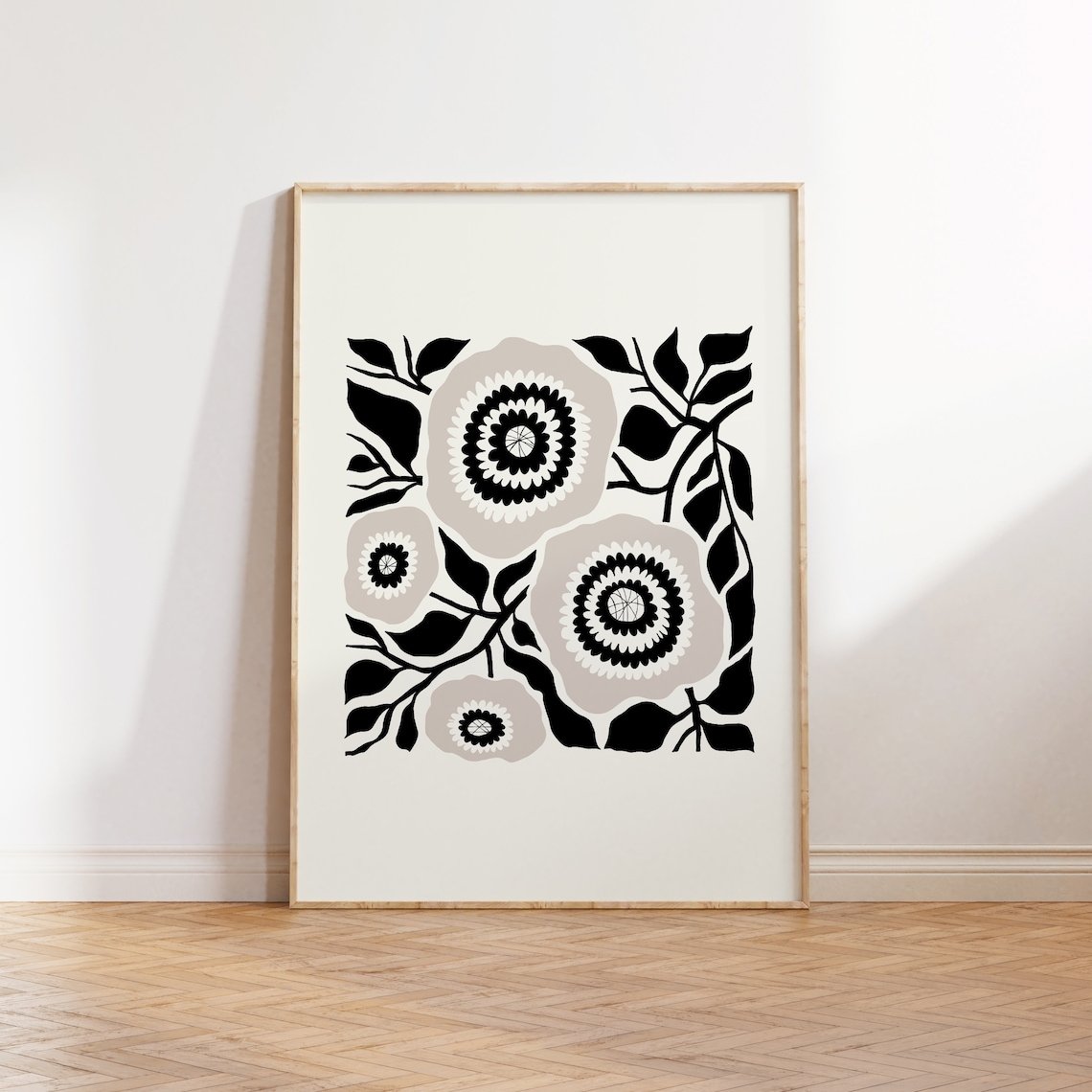 Dark Flowers Black And White Botanical Art Poster