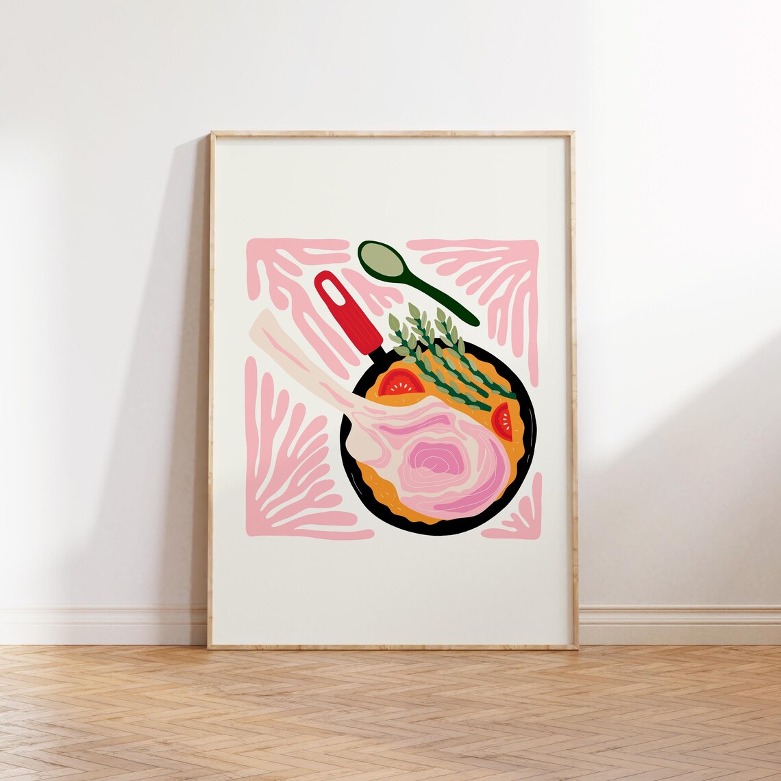 Skillet Food Art Poster, Modern Kitchen Wall Art