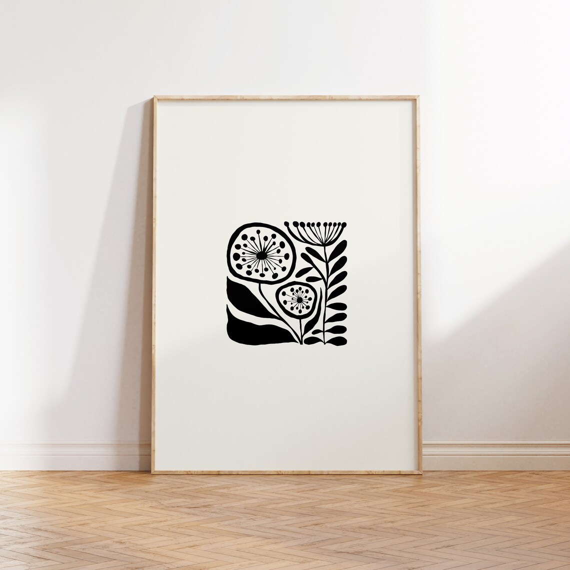 Dark Flowers Abstract Botanical Wall Art Print