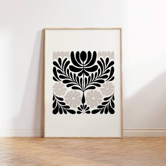 Dark Flowers Black And White Art Print