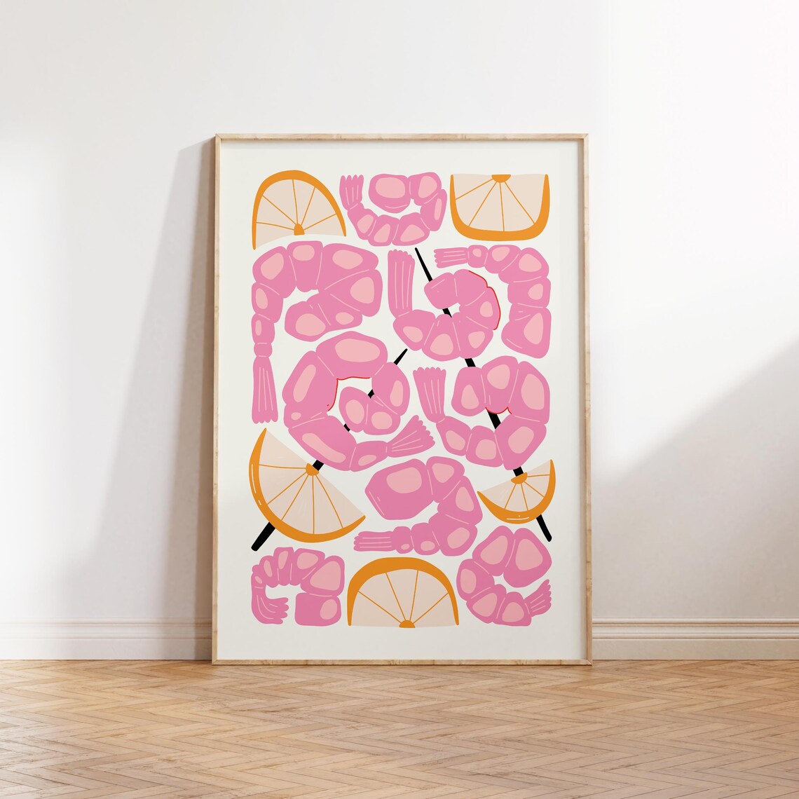 Shrimp Food Art Poster, Modern Kitchen Wall Art