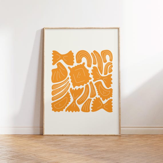Pasta Food Art Poster, Italian Kitchen Wall Art