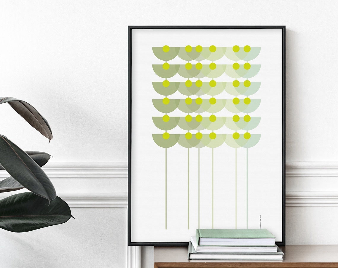 Geometric Flower Art Print Modern Floral Art Geometric Floral Print Minimalist Botanical Art Minimalist Decor Nature Wall Art Print