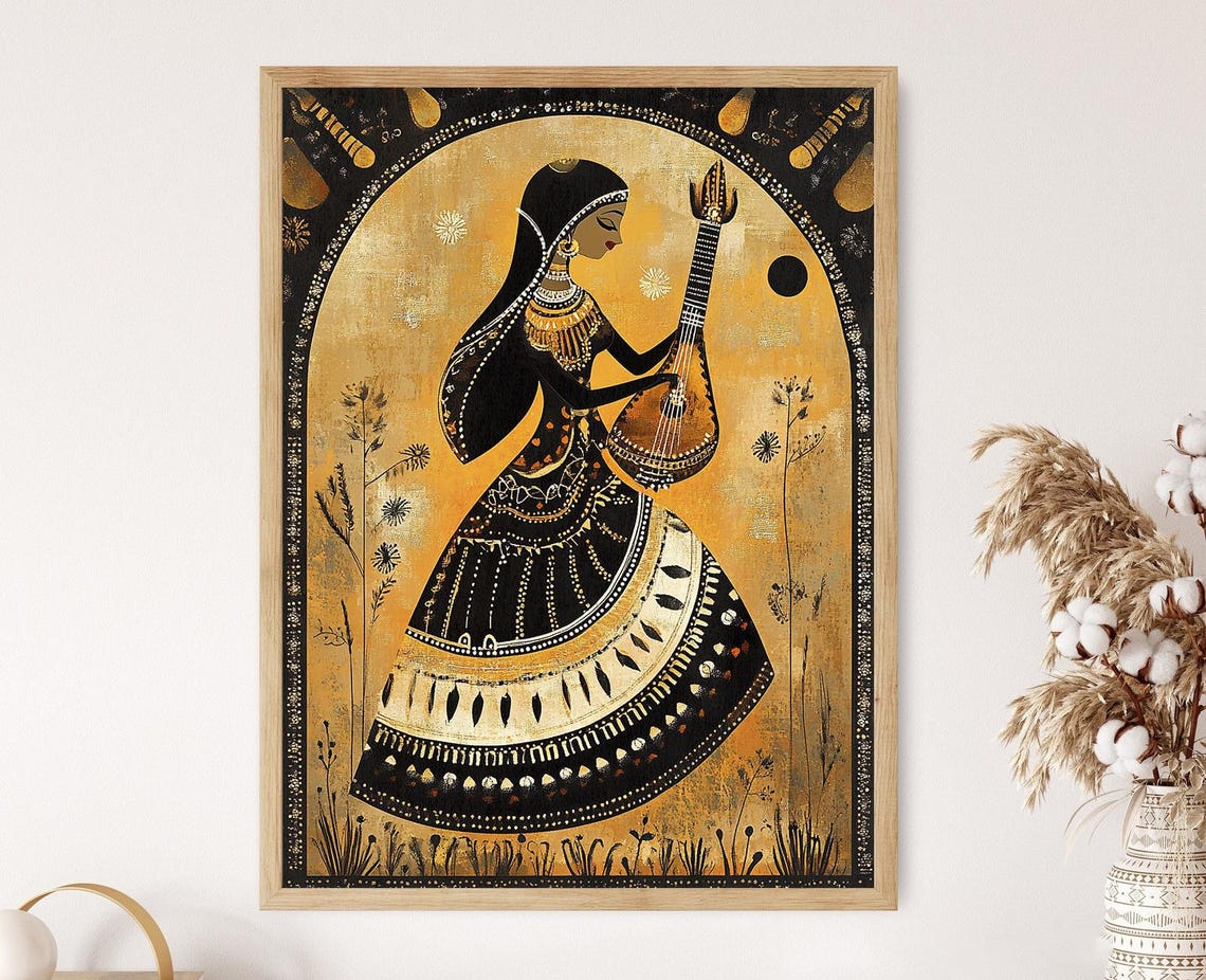 Uttar Pradesh Woman Art Print Indian Folklore Wall Art