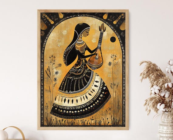 Uttar Pradesh Woman Art Print Indian Folklore Wall Art