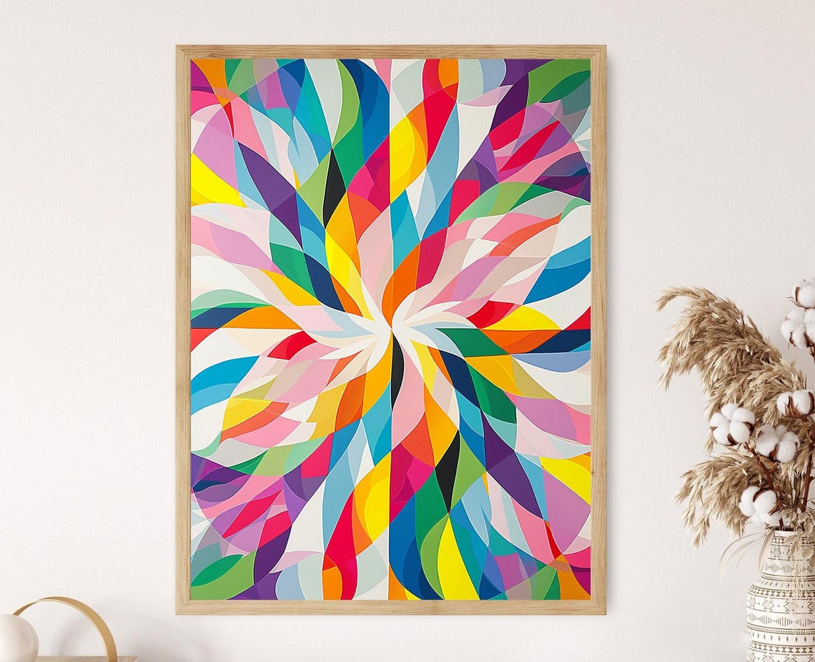 Vibrant Geometric Art Print Abstract Tessellation Design With Depth Colorful Wall Decor For Modern Home Unique Housewarming Gift