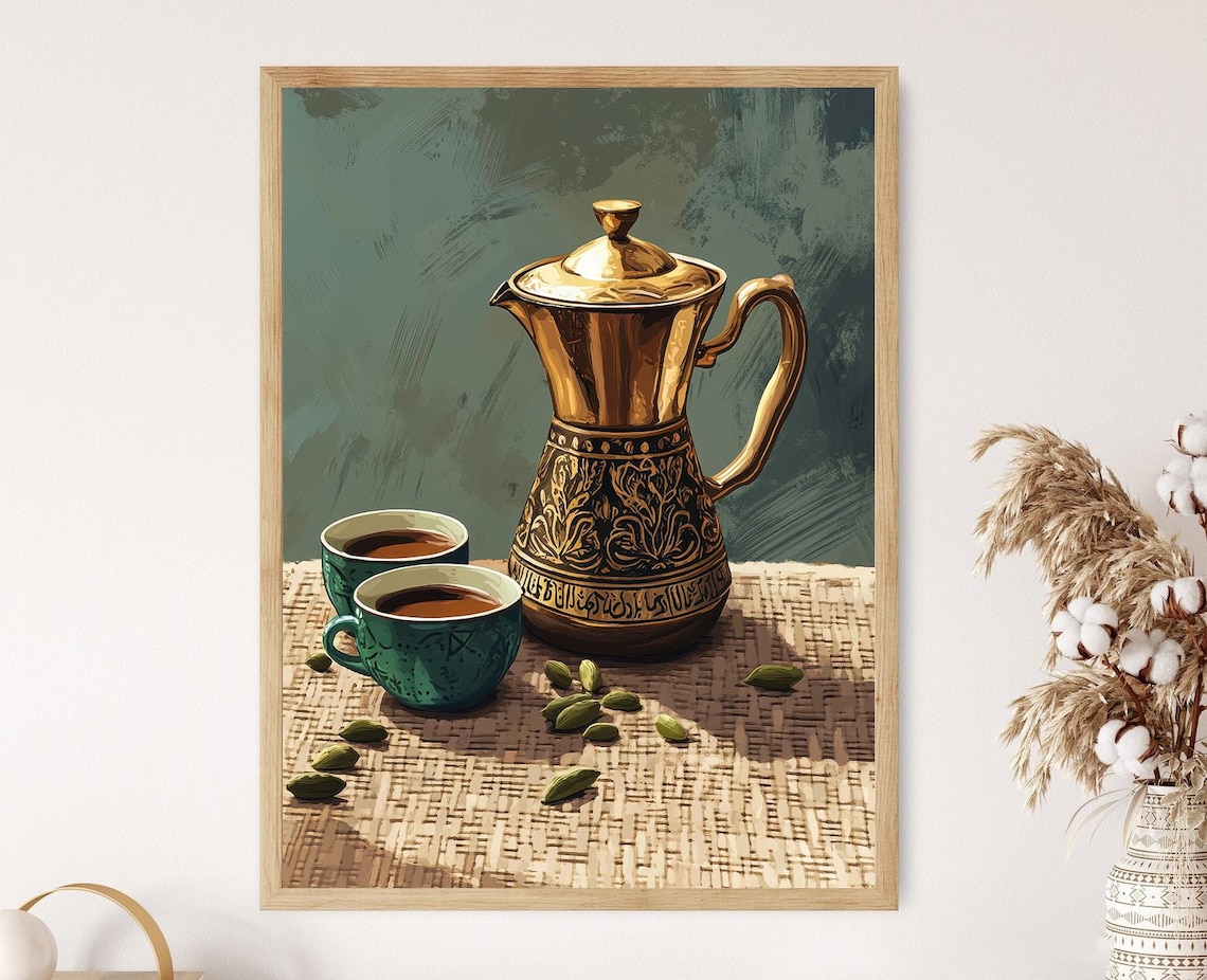 Syrian Coffee Set, Arabesque Pattern Kitchen Poster