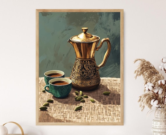 Syrian Coffee Set, Arabesque Pattern Kitchen Poster