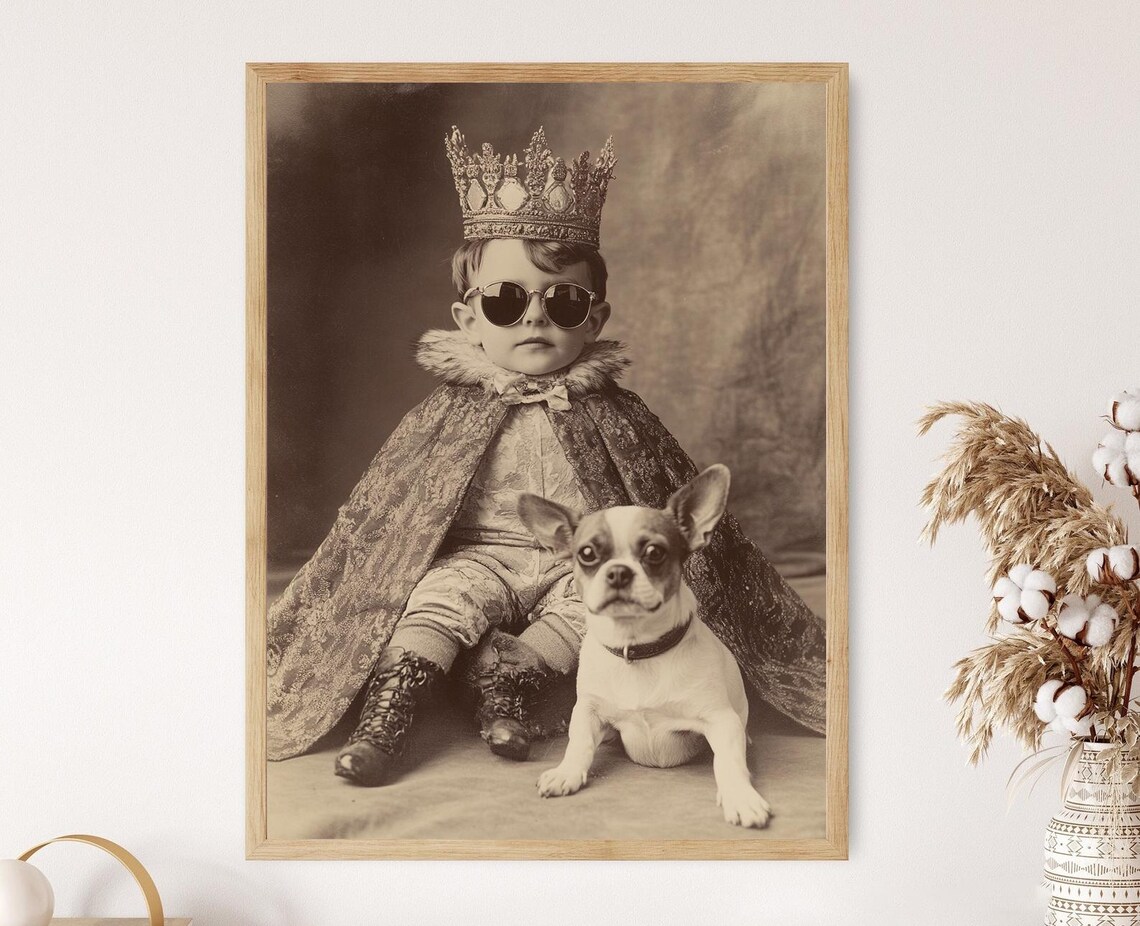 Victorian Boy King Vintage Humor Art Print