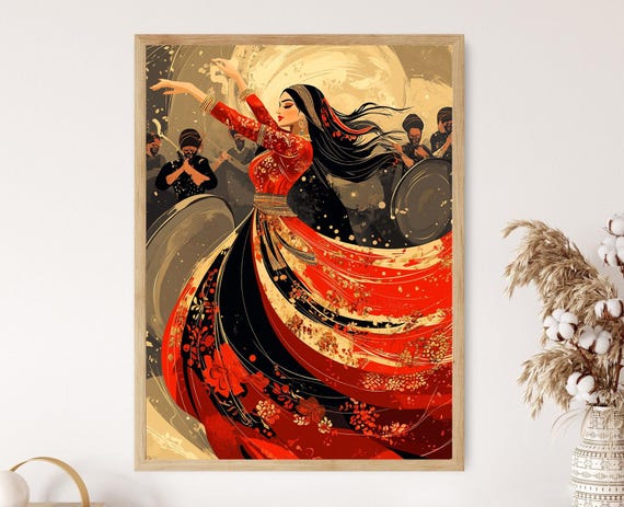 Afghan Attan Dance Art Print Traditional Cultural Festival Perahan Tunban Dress