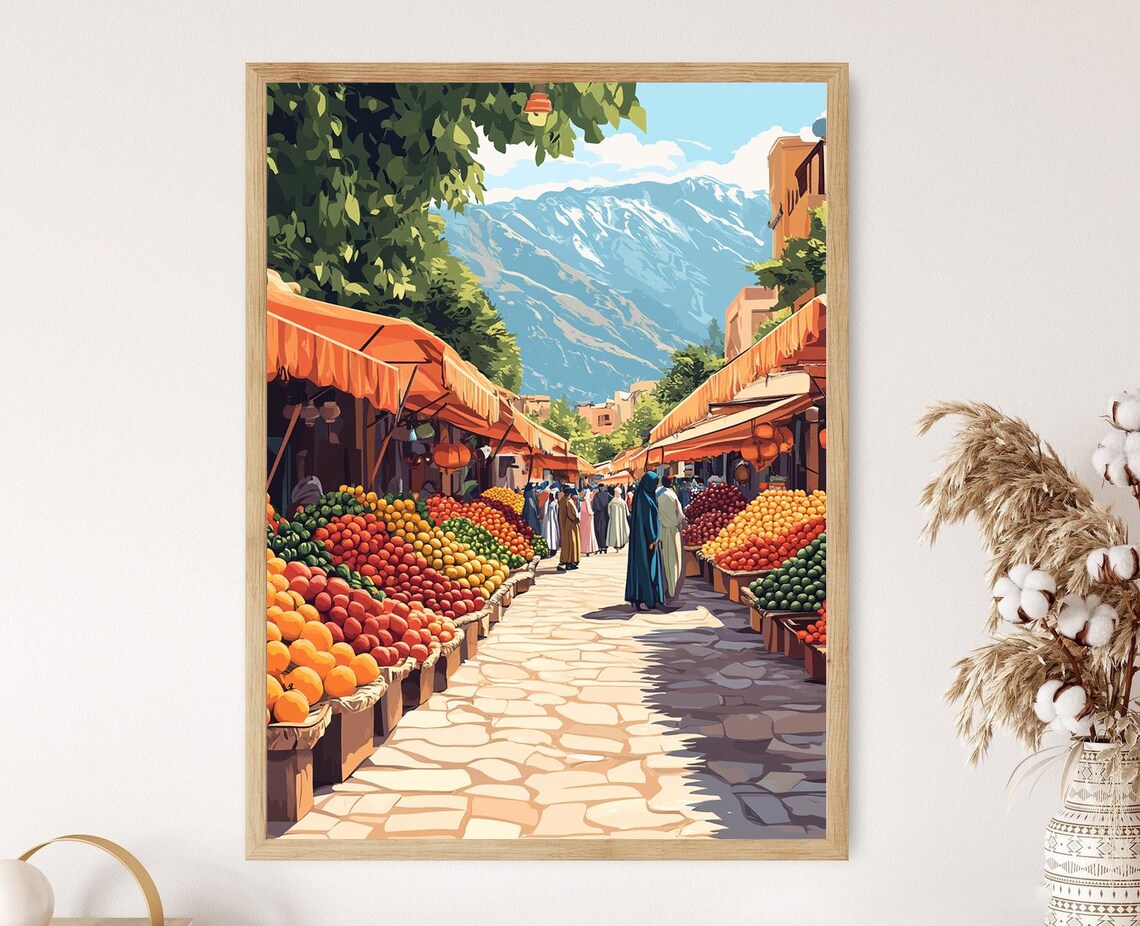 Yazidi Fruit Market Illustration, Kurdistan