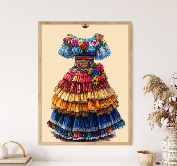 Puerto Rican Bomba Dress And Headdress, Art Print