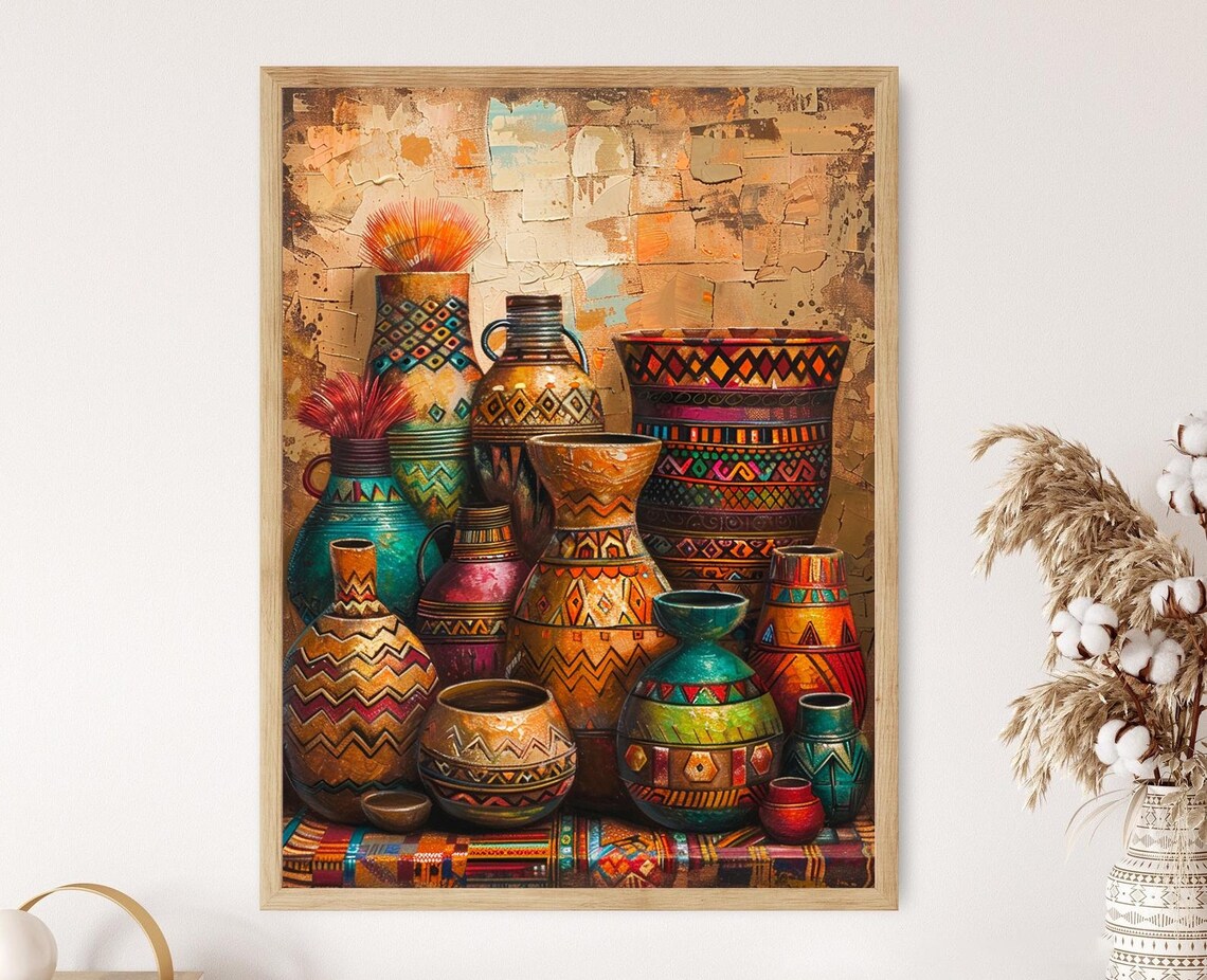 Authentic African Pottery Painting Vibrant Ceramic Art Print