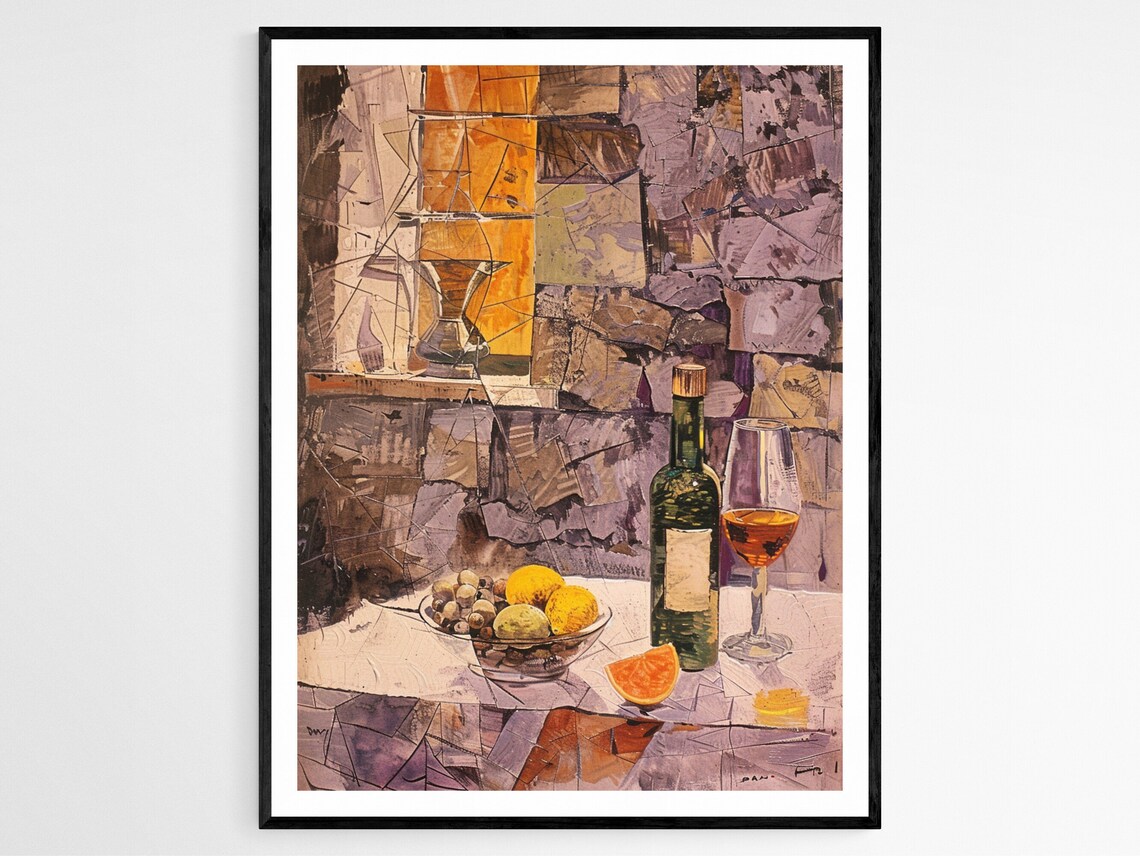 Geometric Cubism Abstract Art Print, Study Decor