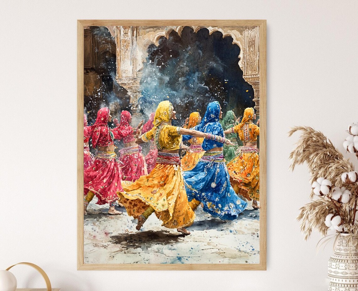 Bhangra Performance Art Print, Punjab India