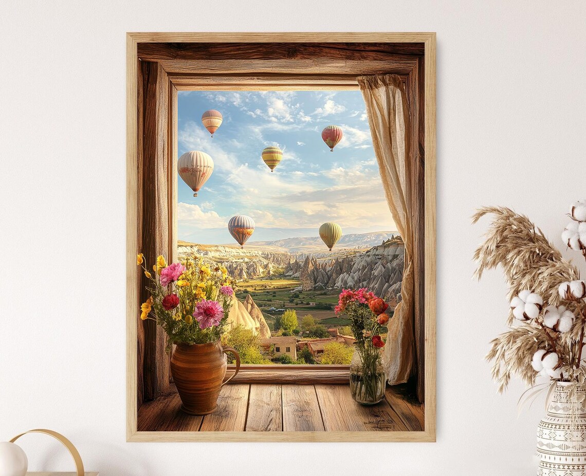 Cappadocia Hot Air Balloon, Turkiye Landmark Art Print