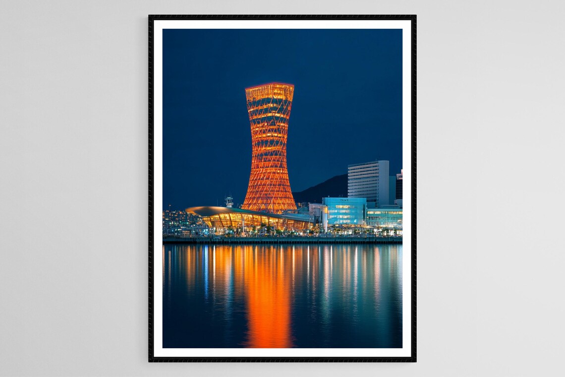 Kobe Port Tower, Illuminated Skyline Art Print