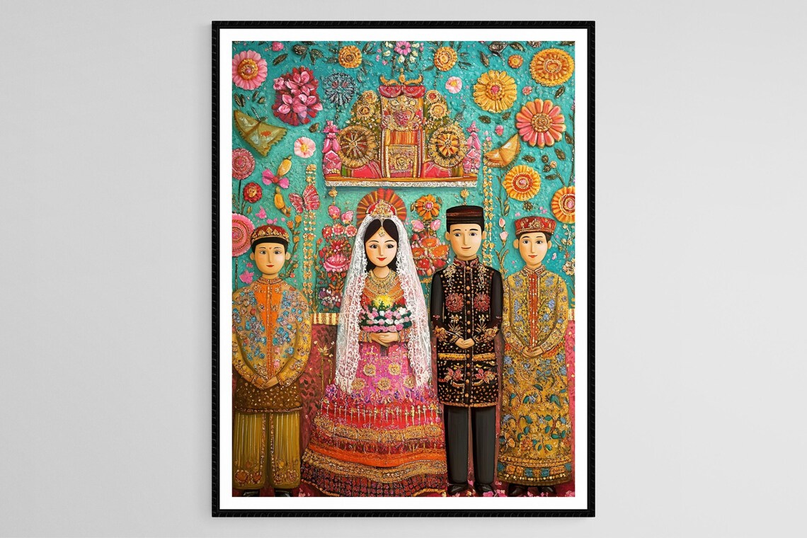 Malaysian Wedding Art Print, Cultural Symbols