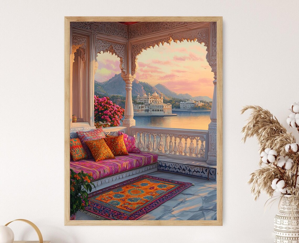 Udaipur Terrace With Bandhani Decor Art Print