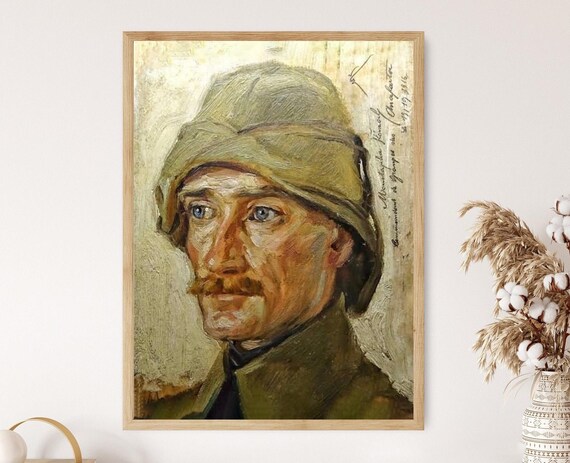 Mustafa Kemal Ataturk 1916 Soldier Portrait Poster Vintage Turkish Painting