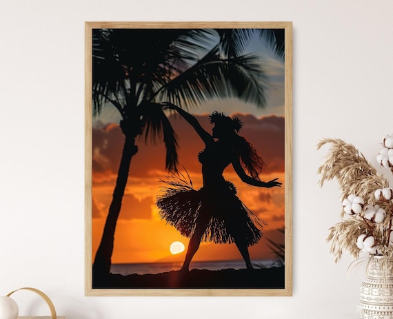 Sunset Hula Dance Hawaiian Cultural Art Print