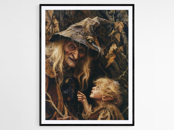 Baba Yagas Enchanted Forest Art Print Slavic Legend Wall Decor Fantasy Lovers Collectible Magical Gift Idea