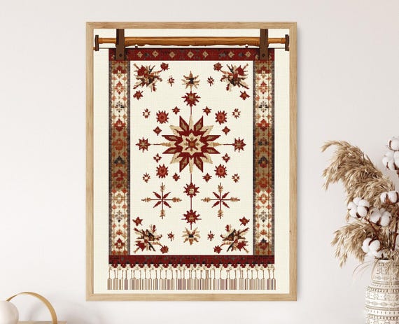 Latvian Rucava Embroidery Art Print Bold Folk Heritage Poster