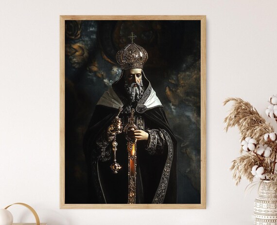 Saint Augustine of Hippo Bishop Portrait in Dark Robes Poster