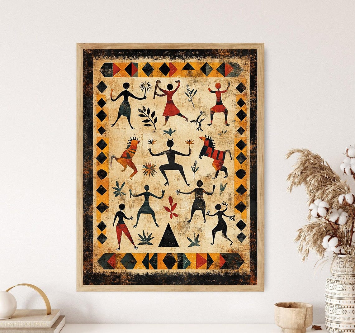 Odisha Tribal Art Traditional Geometric And Folk Dance Design Print