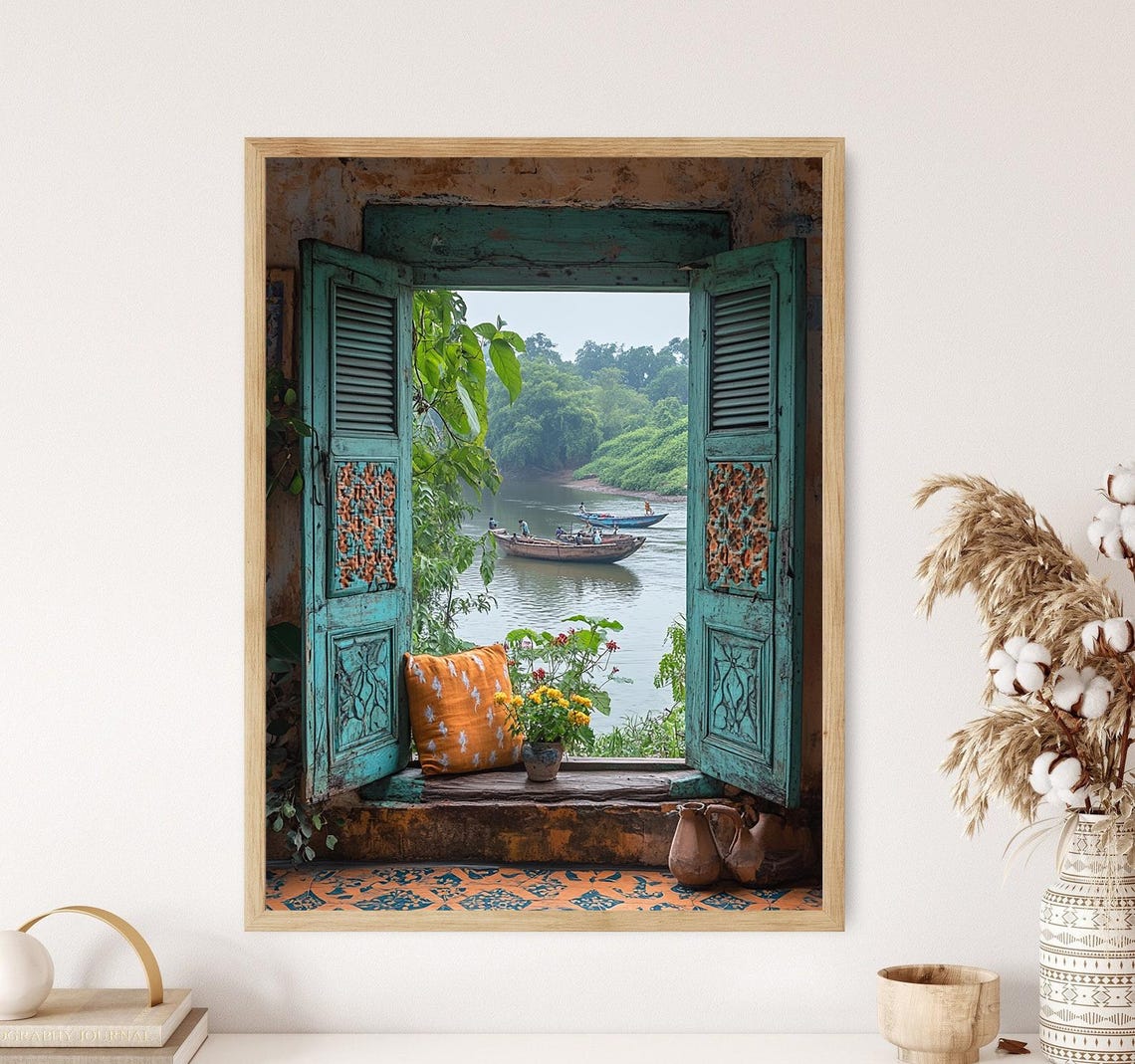 Sambalpur Odisha Art Mahanadi River View With Ikat Motifs