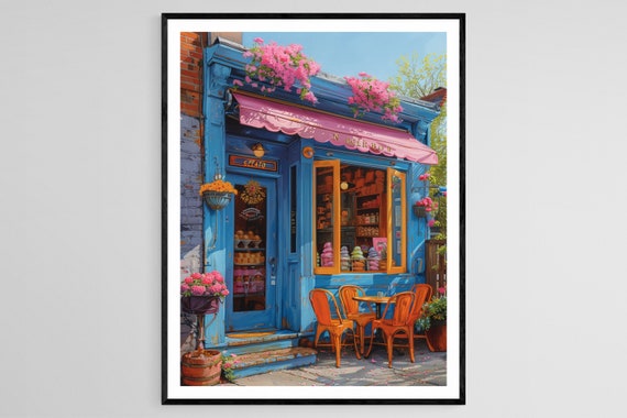 Colorful Gelato Shop Painting Bright And Cheerful Ice Cream Store Art