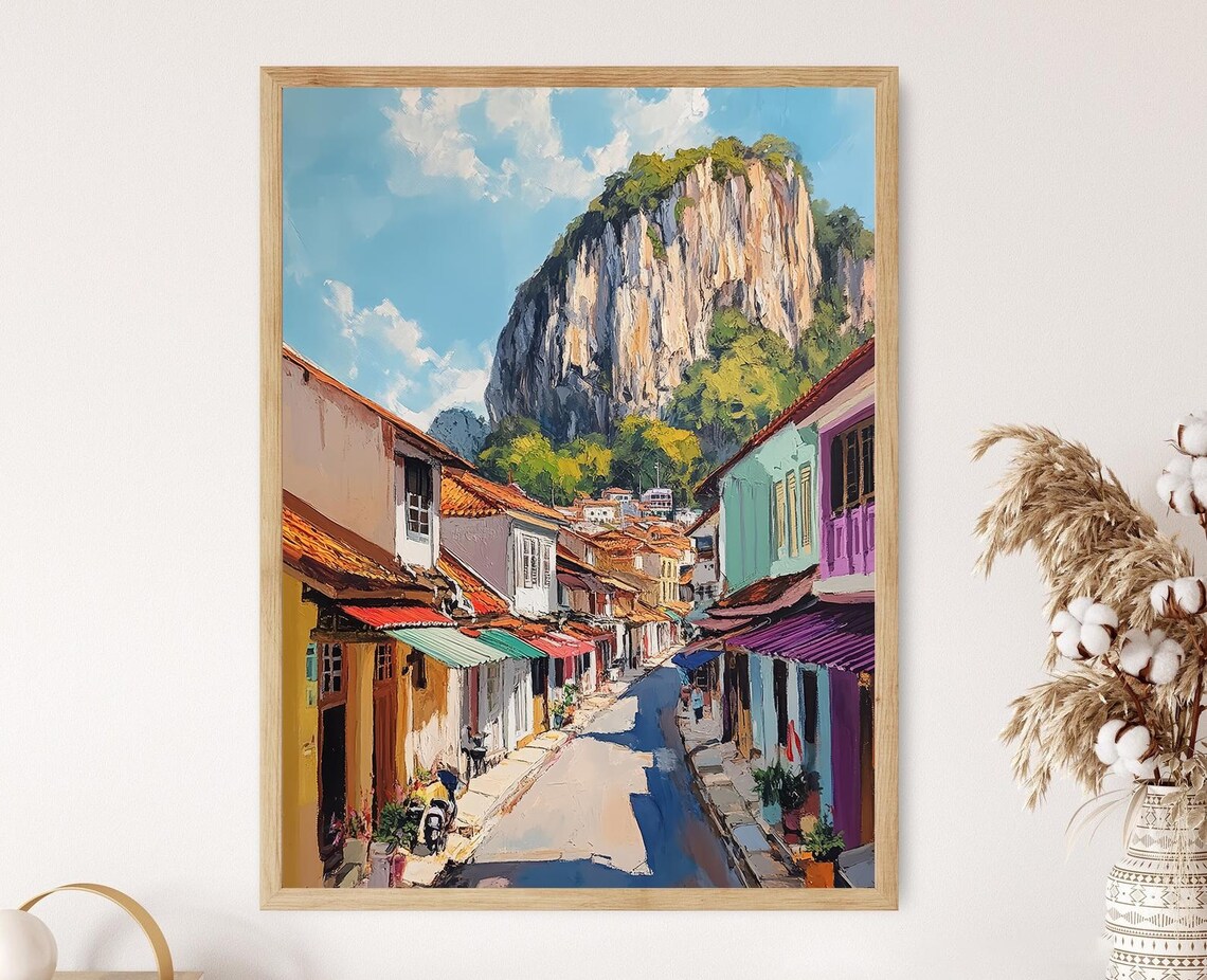Ipoh Perak Malaysia Art Print, Limestone Hills Shophouses