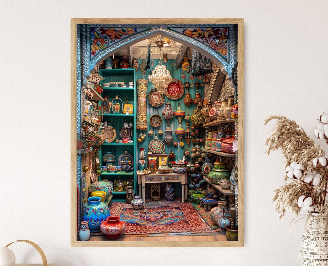 Turkish Gift Shop Art Print, Handcrafted Decor