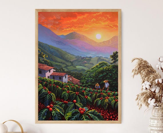 Mexican Coffee Plantation Sunrise, Dawn Colors Art Print
