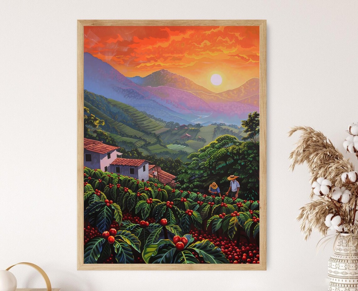 Mexican Coffee Plantation Sunrise, Dawn Colors Art Print