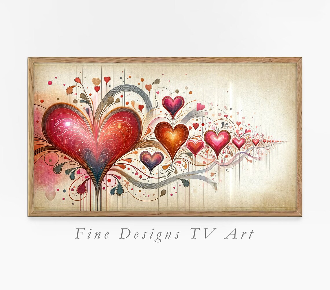 Whimsical Swirling Hearts Romantic Valentine Love Art Wall Poster