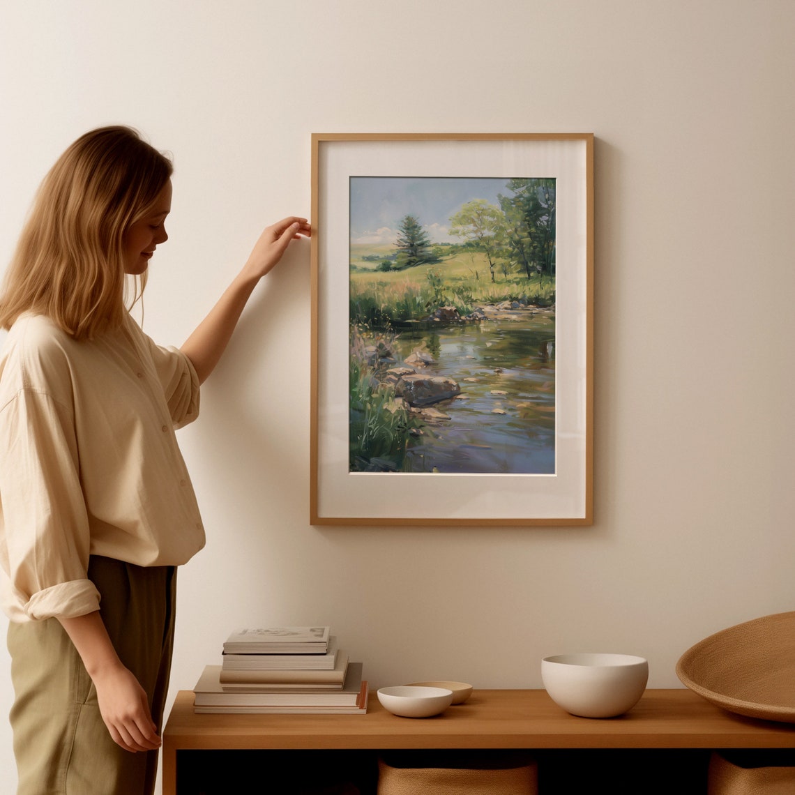 Rocky Creek With Pine Trees In A Peaceful Summer Valley Poster - Image 3