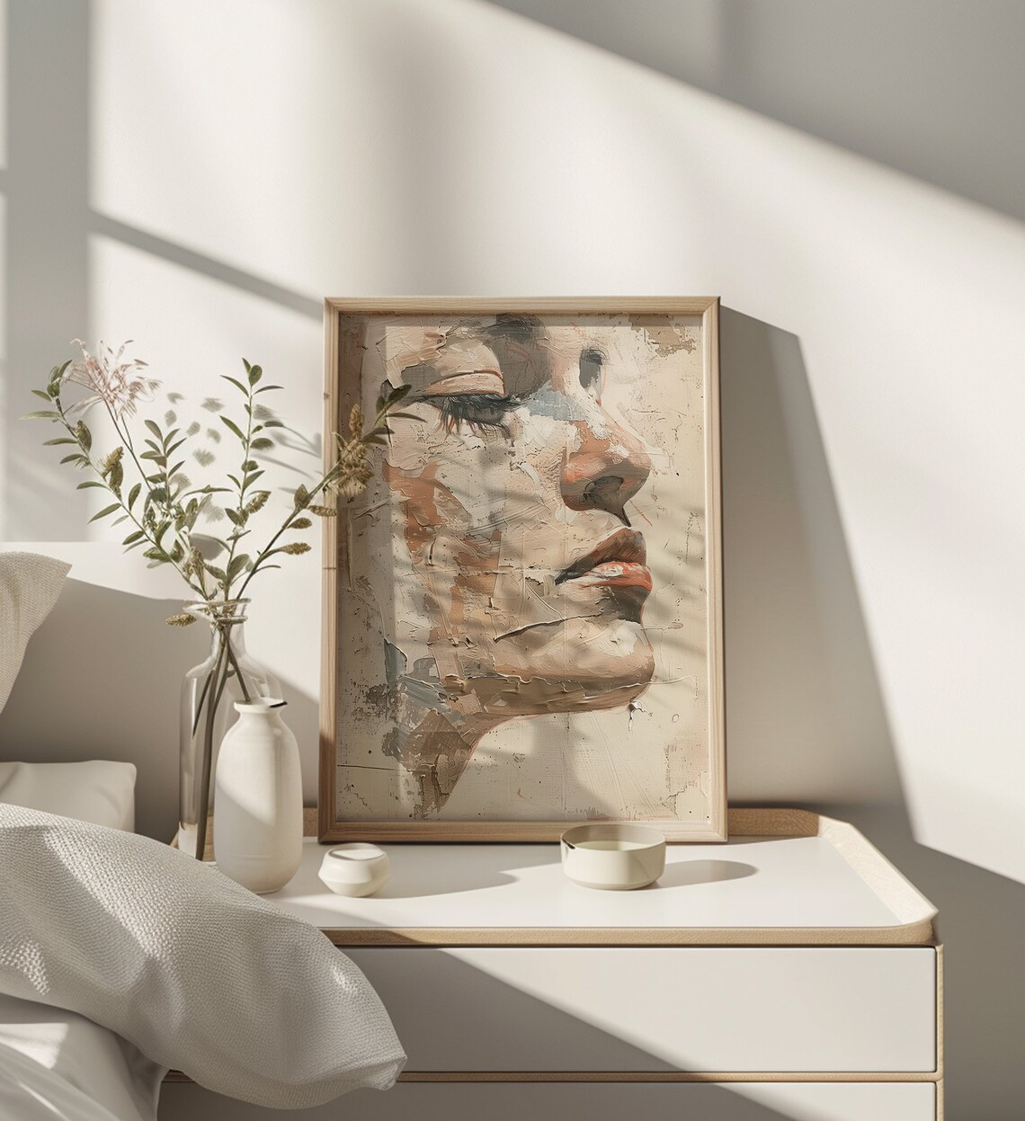 Woman Profile Impasto Strokes Modern Abstract Portrait Poster - Image 2
