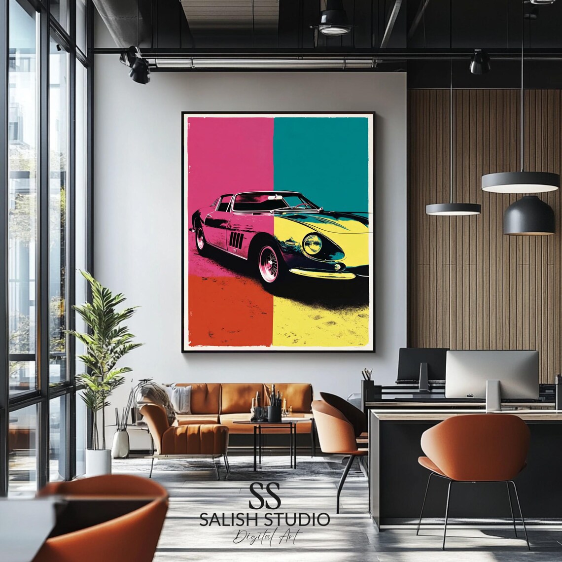 Sports Car, Retro Pop Art Illustration