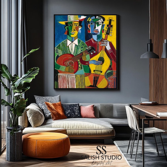 Cubist Jazz Musicians Art Print Retromodern Music Room Decor
