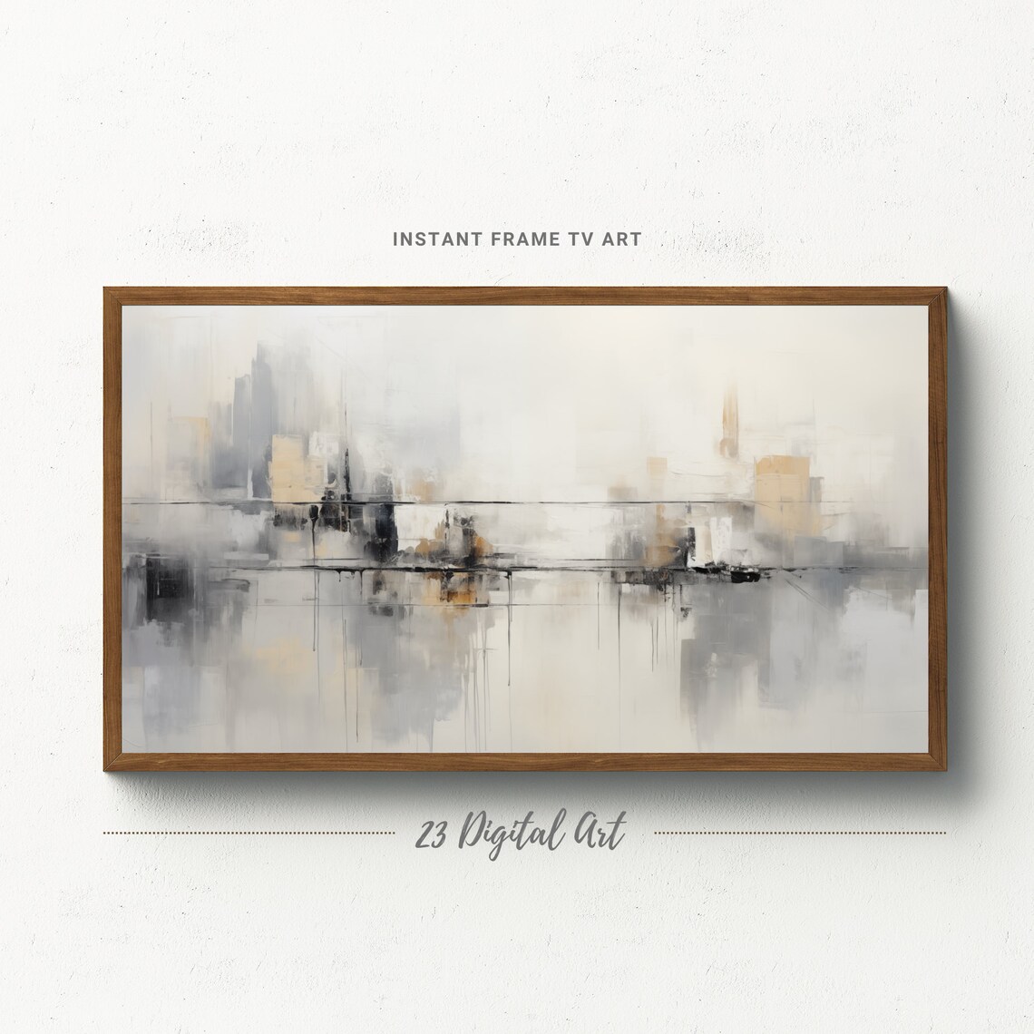 Minimalist White Grey Abstract Haze Skyline Modern Art Poster