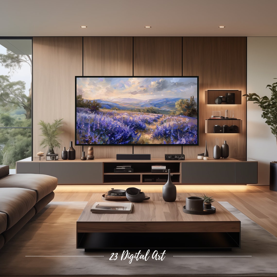 Lavender Field Sunset Purple Blooms Rolling Hills Frame TV Art Poster - Image 3