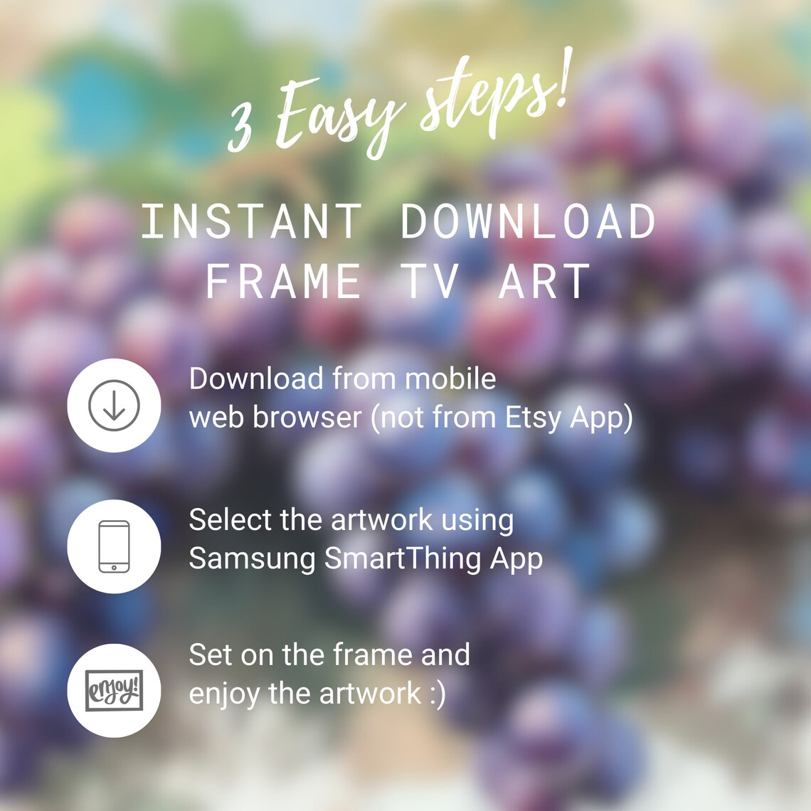 Purple Grapes Vine Watercolor Vineyard Botanical Painting Art Print - Image 2