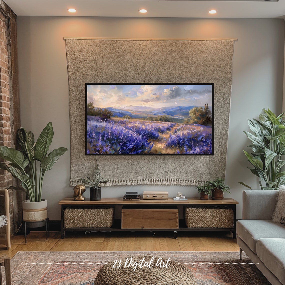 Lavender Field Sunset Purple Blooms Rolling Hills Frame TV Art Poster - Image 5