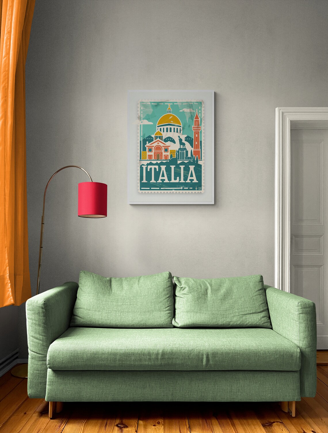 Italy Landmarks Collage Italia Vintage Stamp Teal Travel Poster - Image 4